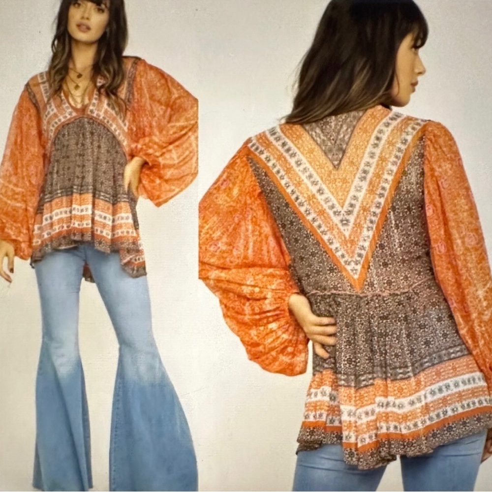 FREE PEOPLE Aliyah Printed Tunic in Black Combo
